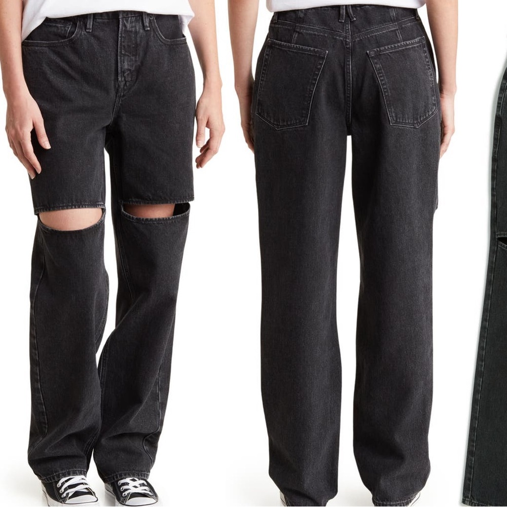 Good American Good Boy Ripped Straight Leg Jean